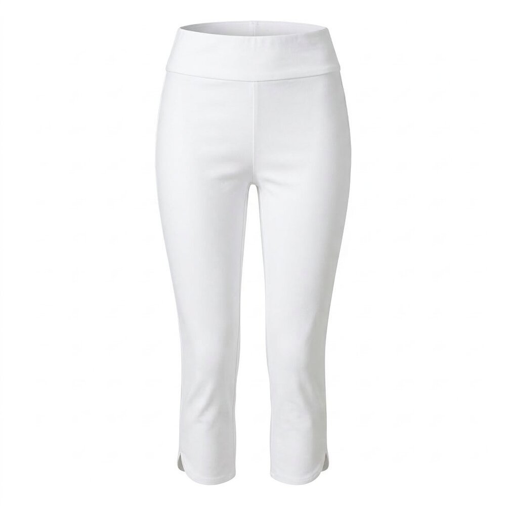 HUE Game Changing Tulip Hem Denim Capri Leggings High Rise Pull On Jeggings
